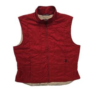 Faconnable Womens L Red Water Resistant Quilted Puffer Vest Vintage Hong Kong